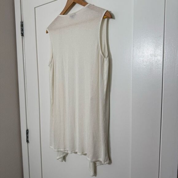 J Jill Wearever Cardigan M Cream Open Front Sleeveless Summer Beach Minimalist - Picture 6 of 11